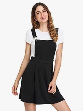Black Pinafore Dress with Adjustable Straps